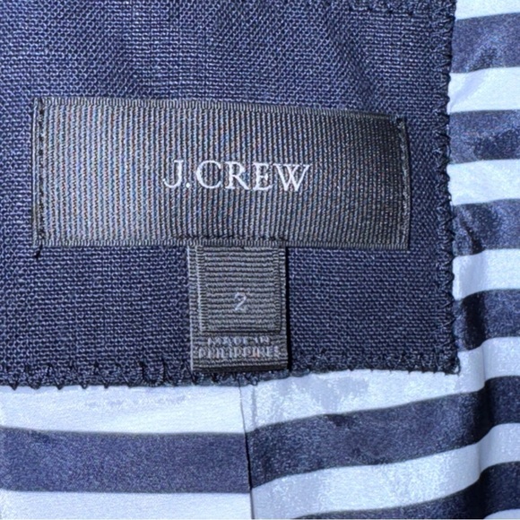 J. Crew Rhodes Navy Blue Blazer 100% Linen Nautical Crest Gold Buttons Size 2 - Picture 9 of 14